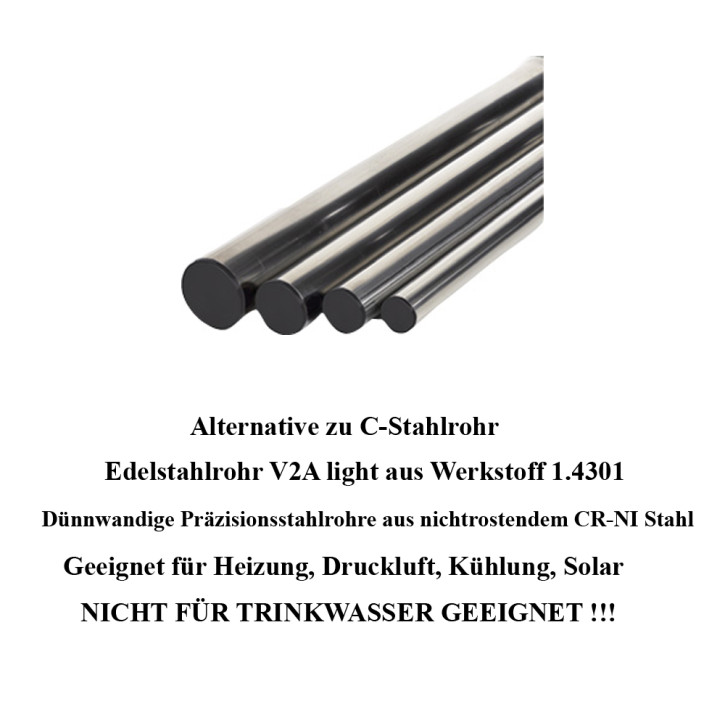 Edelstahlrohr light 1.4301 V2A 6m Stangen 15-108mm DN12-DN100 Buderus SudoXPress