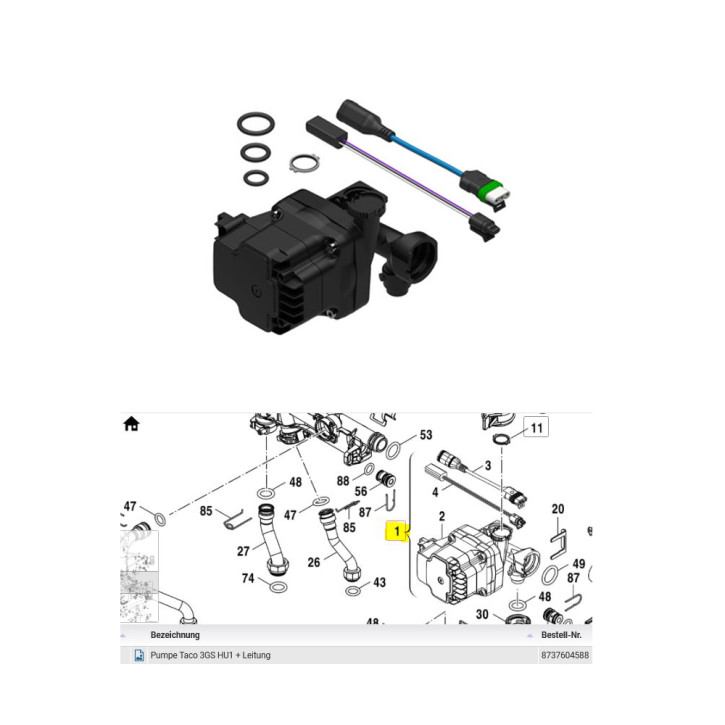 Buderus Pumpe Taco 3GS 8737604588 ersetzt 3PK/43-10B-B-V 871861054A0 GB172 GB182